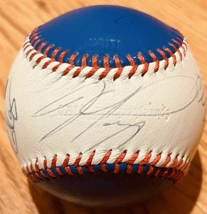 Mike Piazza Hideo Nomo Eric Karros Raul Mondesi signed Dodgers logo baseball JSA - Picture 1 of 4