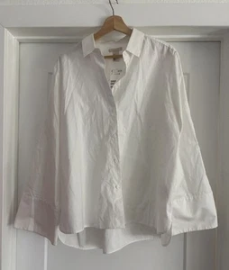 Women’s NWT H&M White Button Down Blouse with Wide Sleeves & Cuffs Size 12 - Picture 1 of 8