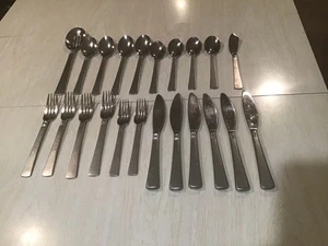22 PCS PFALTZGRAFF HEAVY DUTY STAINLESS STEEL FLATWARE 18/8 UNKNOWN PATTERN ??? - Picture 1 of 8
