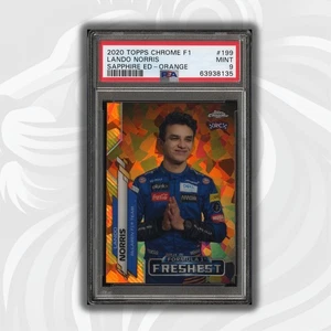 PSA 9 - /25 Lando Norris #199 Orange Sapphire - 2020 Topps Chrome F1 Rookie Card - Picture 1 of 3