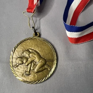 Vintage Wrestling Medal 2” Bronze OMS Tournament Alamosa Colorado Made In Italy - Picture 1 of 4