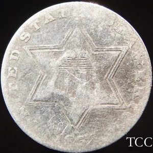 1856 THREE CENT SILVER TRIME ~ SCARCE ORIGINAL 3c COIN ~ TCC - Picture 1 of 8