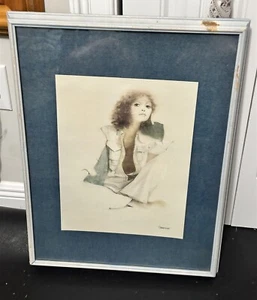 Vintage Rosamond Framed Print Summer Mood 1970's Art Portrait Woman - Picture 1 of 10