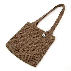 The Sak Tan/Beige Knitted/Crocheted Shoulder Strap Bag Handbag Purse 11" x 11" - Picture 1 of 10