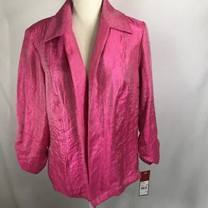 Choices Womens Open Front Jacket Sz Large Pink Fuchsia Glitter NWT $54 - Picture 1 of 6