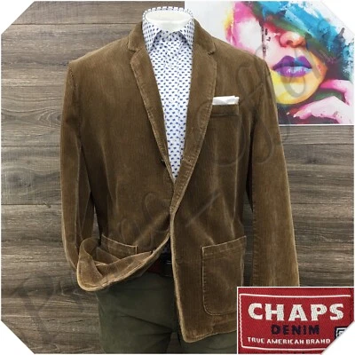VINTAGE CHAPS Mens Corduroy Blazer Sport Coat Casual Jacket XL (48R) Brown Suit - Image 1 of 4
