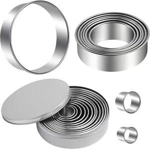 Round Cookie Cutters Set 12 Pieces Bistcuit Cookie Cutters Circle Pastry Cutters - Picture 1 of 3