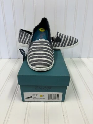 Blowfish Mujer 6 Azul Blanco Rayas Planas Sin Cordones Tejido Frontal Punta Redonda Lona Foto 1 de 4