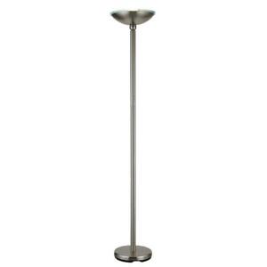 ARTIVA Torchiere Floor Lamp Brushed Steel Integrated LED Glass Shade 71 in. H