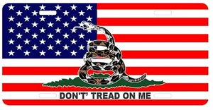 Don't Tread On Me Snake American Flag Gadsden USA License Plate Car Truck Tag  - Picture 1 of 1