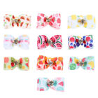  10 Pcs Pet Head Flower Polyester Hair Bow with Rubber Bands