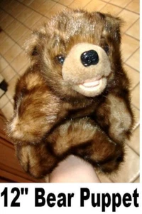 BROWN BEAR Hand PUPPET grizzly cub hands move plush NEW child kid scout friend - Picture 1 of 6