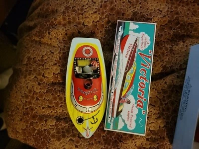 2001 Schylling Victoria Steam Powered Engine Tin Toy Boat New in open box.   - Image 1 of 3