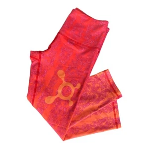 Orangetheory Leggings CROP PINK PRINT Orange Theory Splat Splatter Capri EUC XS - Picture 1 of 5