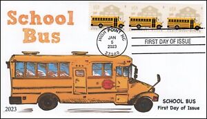 23-002, 2023, School Bus, First Day Cover, Standard 4 Bar Cancel, High Point NC,