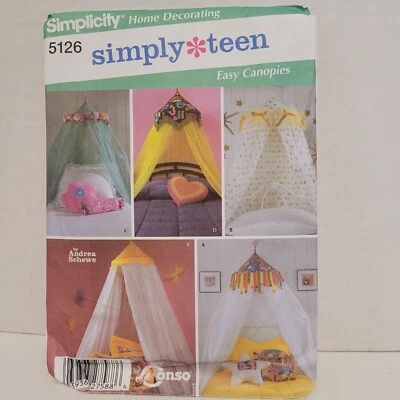 Simplicity Pattern 5126 Simply Teen Bedroom Decor Canopies 5 styles Uncut FF - Image 1 of 2