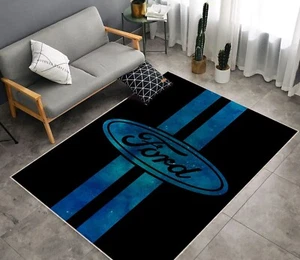 Blue Ford Mustang Area rug, Mens Cave Decor, Ford Car Living-room Decoration - Picture 1 of 7