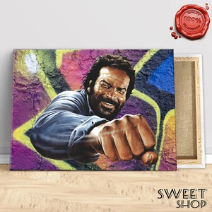 QUADRO BUD SPENCER CULT ICONA ATTORE Stampa su tela Canvas POP ART QUALITA' ARTE - Picture 1 of 2