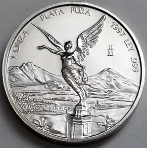 Mexico Liberty 1997, 1 Oz .999 Fine Silver Coin, Oz Libertad Plata .999 KEY-DATE - Picture 1 of 4