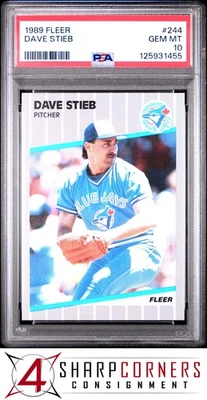 1989 FLEER #244 DAVE STIEB BLUE JAYS PSA 10 - Image 1 of 3