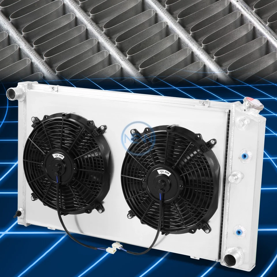 Radiador de refrigeración de 3 filas para Camaro Camaro Buick 78-87 + repuesto de cubierta de ventilador de 12 V Foto 1 de 4