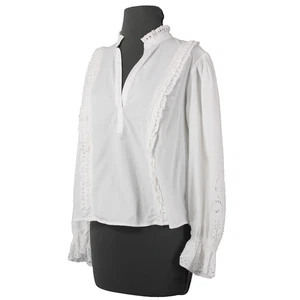 Maeve NEW $120 Sz S White Eyelet Ruffle & Sleeve Detail 100% Cotton Top - Picture 1 of 16
