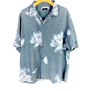  Camicia resort uomo Theory Noll blu manica corta floreale collo campeggio - XXL $165 - Foto 1 di 7