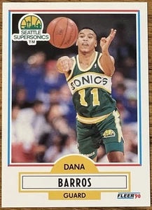 Dana Barros 1990-91 Fleer Rookie Card #175 Seattle Supersonics NBA RC Free Ship - Picture 1 of 3