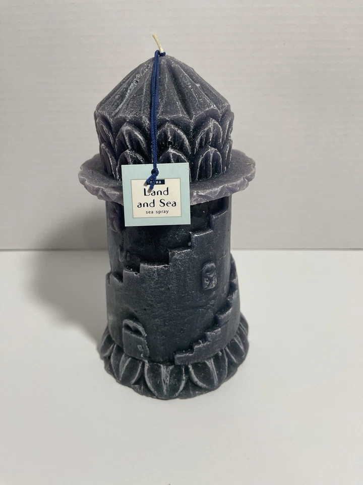 Vela castillo torre medieval grande vintage tierra y mar 9" grises sin usar Foto 1 de 4