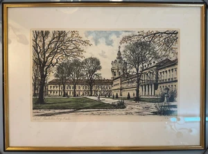 🎨 Berlín - Castillo Charlottenburg - Grabado original a color de Heinz Wehlis - Imagen 1 de 6