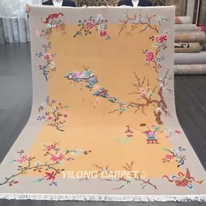 YILONG 6'x9' Traditional Hand knotted Chinese Art Deco Wool Rug Floral Carpets - Picture 1 of 9