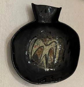 Richard Saar Pottery MCM Abstract Bird Pomegranate Dish 10.5” Bowl Hand Painted - Picture 1 of 4