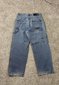 Vintage Southpole Baggy Carpenter Men's Blue Jeans Embroidered Logo Size 34x32 - Picture 1 of 8