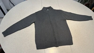 Jaqueta cardigã suéter cinza marinho antiga com zíper menino juvenil tamanho GG nova sem etiqueta - Imagem 1 de 4