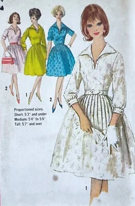 Vestido Simplicity Vintage Años 60 con Falda Completa 4980 Patrón de Costura FF Talla 14 Busto 34 - Imagen 1 de 4