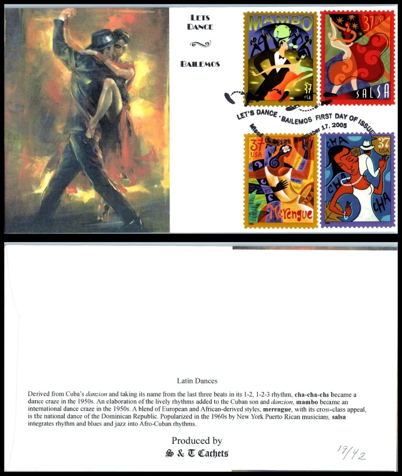 2005 Cha-Cha Mambo Salsa Merengue Sc 3939-3942 FDC with S&T cachet 19/42 made - Image 1 of 1