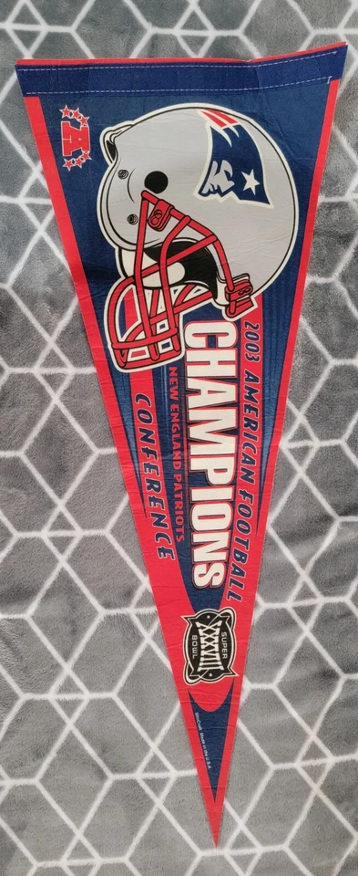 Banderín de colección del Super Bowl XXXVIII New England Patriots AFC Champions NFL 2003 Foto 1 de 1