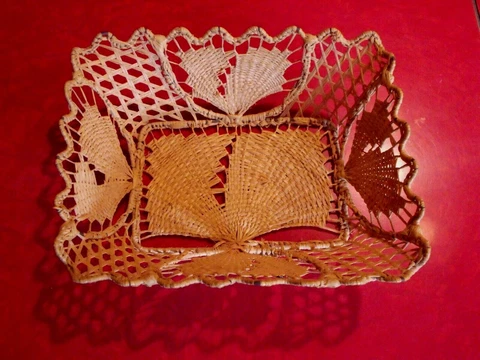Vintage Basket Lace Hand Woven Wicker Delicate Boho Cottagecore Wired Cover