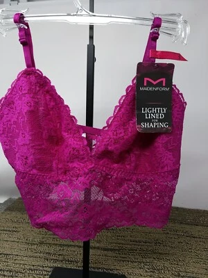 Maidenform Size Small Lightly Lined Magenta Zeal Lace Bra Bralette DM1127 NWT - Image 1 of 4