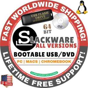 SLACKWARE LINUX OS LIVE BOOT USB, DVD LATEST 15 MATE, XFCE, LEAN, 64BIT - Picture 1 of 8