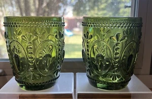Grüne geprägte Karotten Gläser 2er Set - Bild 1 von 7