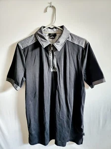 DKNY Quarter Zip Men's Collared Short Sleeve Polo Shirt Black & Gray Brand New M - Picture 1 of 6