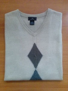 Dockers Vest V Neck Size XL Diamond Shapes Acrylic creme tan gray brown Men's - Picture 1 of 8
