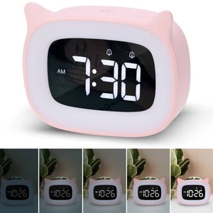 Digital Alarm Clock w/ Night Light Girls Toddlers Kids Bedroom Wake Alarm Clock - Picture 1 of 10