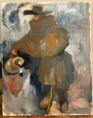 Ковбойская фигурка вестерн картина маслом современный экспрессионизм холст 22 x 28 дюймов оригинал - Изображение 1 из 4