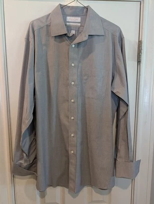 Roundtree & Yorke Gold Label Shirt Men's 16 34 Fitted Non-Iron Poplin Cotton - Image 1 of 4