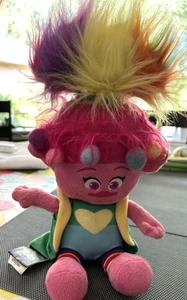 Dream Works TROLLS World Tour 2020 Rainbow Poppy Plush Bank 8-12” w/ hair - Picture 1 of 8