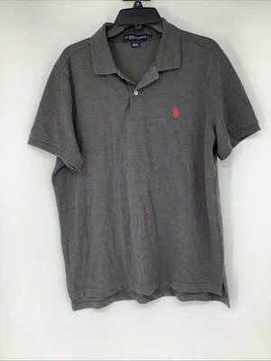 Polo Assn. dos EUA Camisa polo masculina logotipo vermelho cinza L R36 - Imagem 1 de 4
