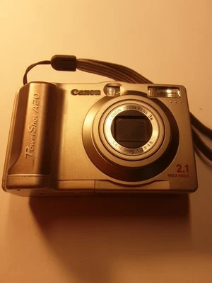Canon PowerShot A20 Digital Camera 2.1MP 3x Zoom Silver Vintage Japan #2-18 - Image 1 of 4