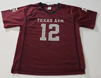 Camiseta de fútbol americano juvenil Texas A&M Aggies #12 talla grande (12-14) hilos rivalidad Foto 1 de 4